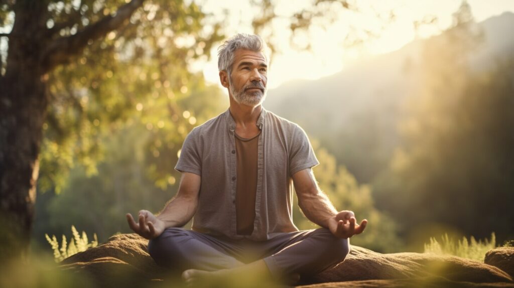 man practicing yoga